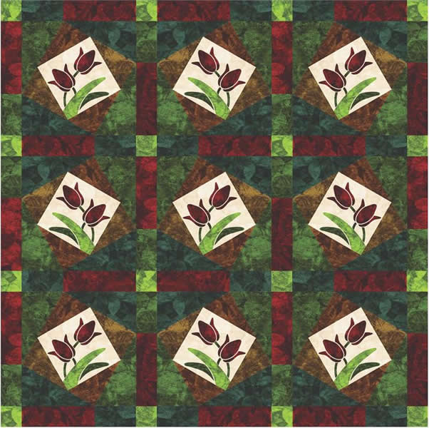 Jeweled Tulip Quilt YF-109e - Downloadable Pattern