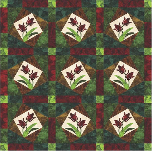 Jeweled Tulip Quilt Pattern YF-109 - Paper Pattern